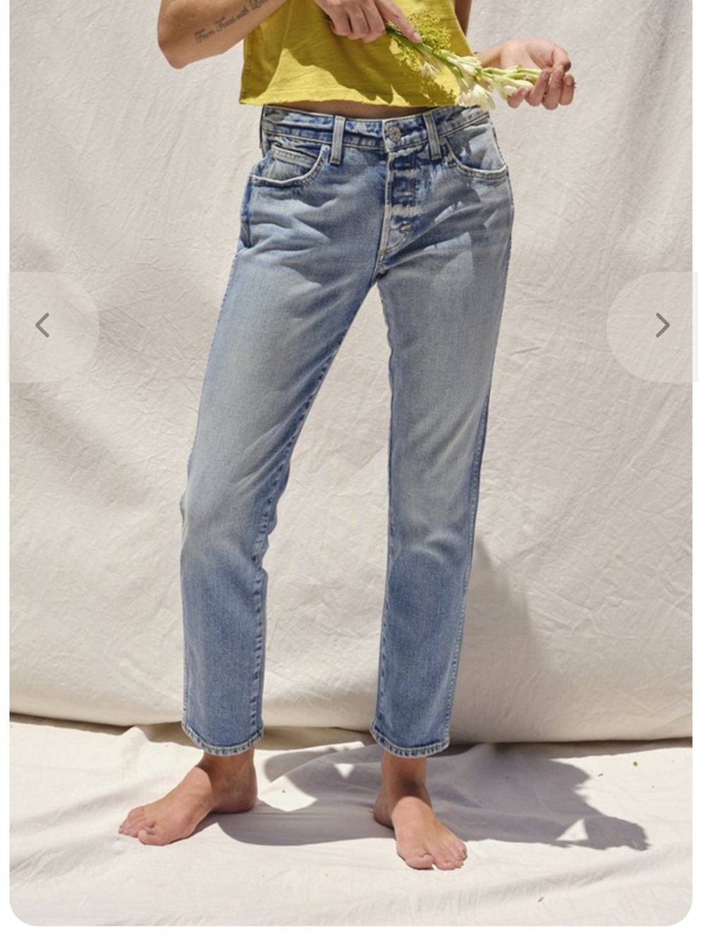 AMO Tomboy Charmer Light Blue High-Rise Straight Jeans button closure Women 25